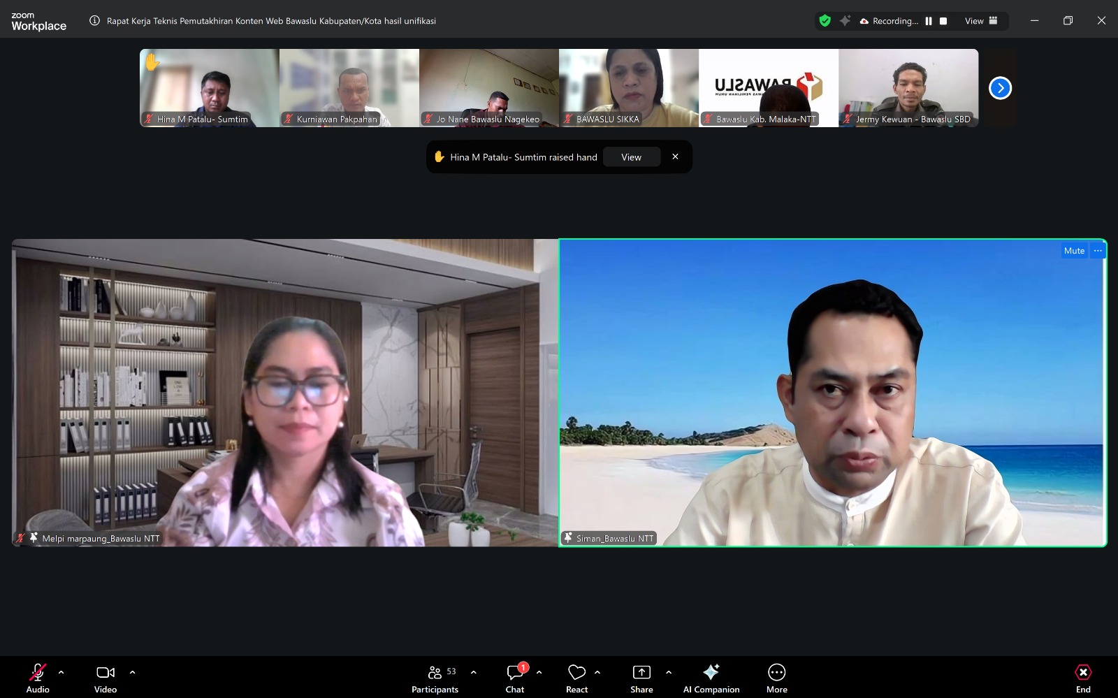  Badan Pengawas Pemilihan Umum (Bawaslu) Provinsi Nusa Tenggara Timur menggelar rapat evaluasi pelaksanaan Monitoring dan Evaluasi (Monev) Keterbukaan Informasi Publik (KIP) Tahun 2025 secara daring, Selasa (10/3/2026).