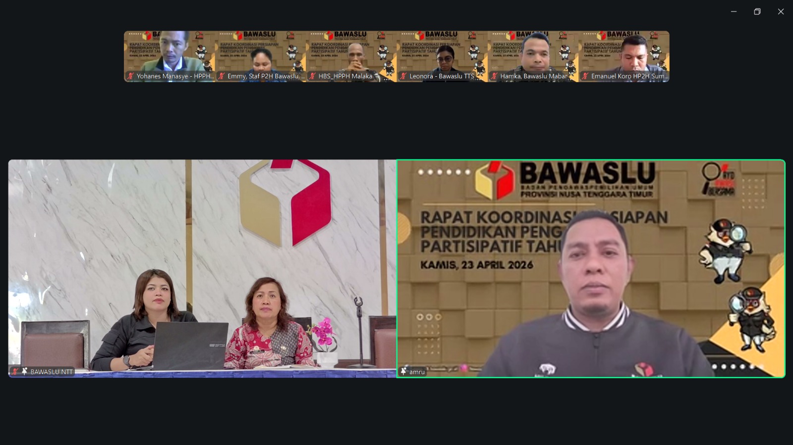 Badan Pengawas Pemilihan Umum (Bawaslu) Provinsi Nusa Tenggara Timur (NTT) menggelar Rapat Koordinasi Persiapan Pendidikan Pengawas Partisipatif (P2P) Tahun 2026 pada Kamis (23/4/2026). 
