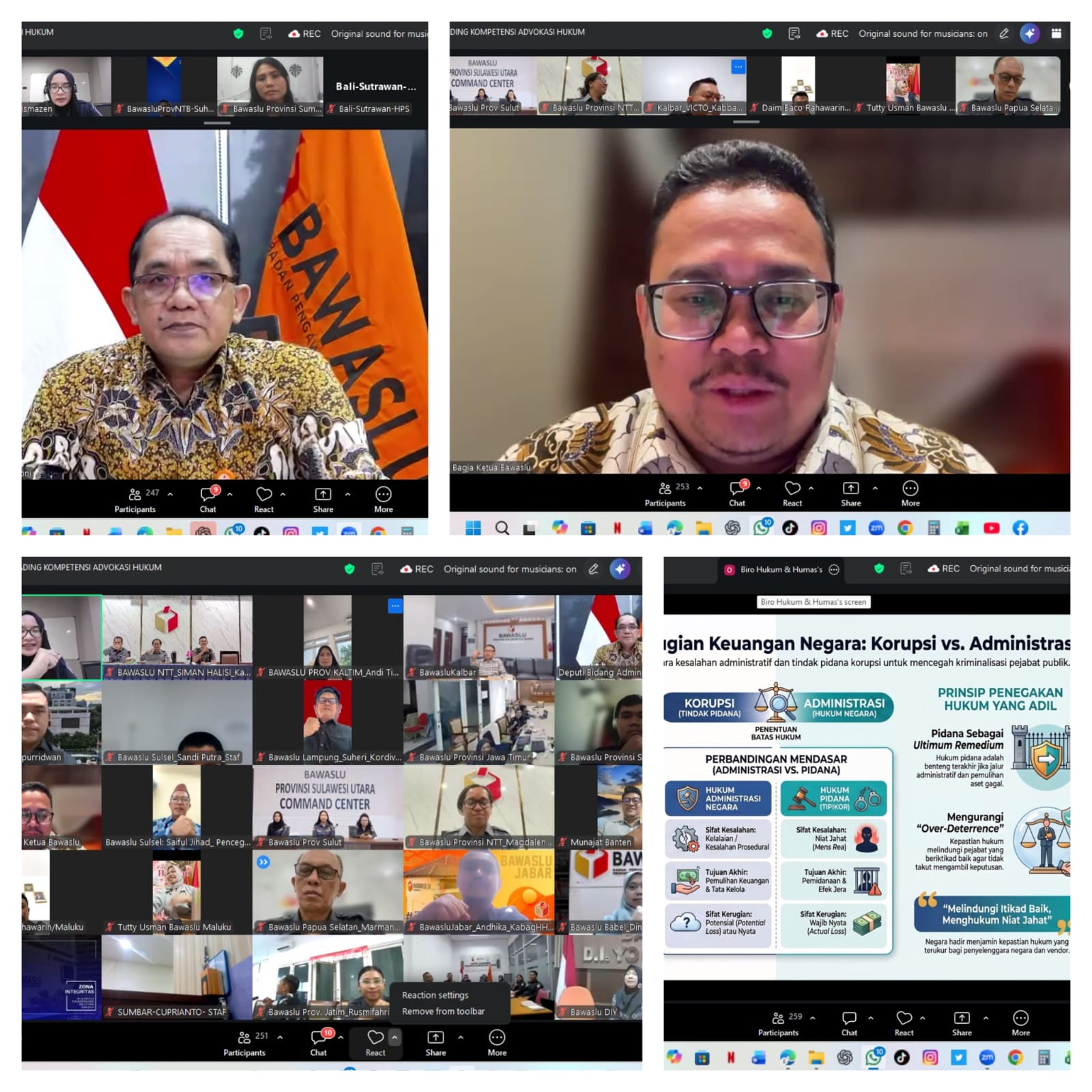 Ketua, anggota, dan seluruh jajaran Sekretariat Bawaslu Provinsi Nusa Tenggara Timur mengikuti kegiatan Upgrading Kompetensi Advokasi Hukum yang diselenggarakan oleh Bawaslu Republik Indonesia. 