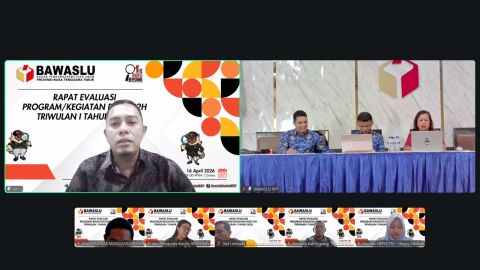 Bawaslu Provinsi Nusa Tenggara Timur melalui Divisi Pencegahan, Partisipasi Masyarakat, dan Hubungan Masyarakat (P2H) menggelar Rapat Evaluasi Program/Kegiatan Triwulan I Tahun 2026 secara daring pada Kamis, 16 April 2026.