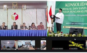 Bawaslu Provinsi Nusa Tenggara Timur mengikuti kegiatan Halal Bi Halal di Aula Utama Kantor